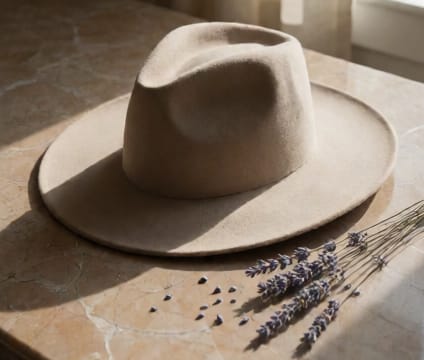 Pleated Wide-Brim Hat